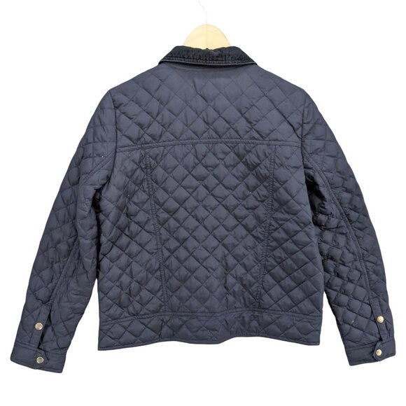 J.CREW Quilted Field Jacket Womens Navy Blue Full Zip Corduroy Collar Size M - Picture 2 of 10